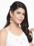 Buy Ferosh Vamika Royal Blue Stone Golden Pearl Tassel Earrings - Purplle