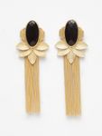 Buy Ferosh Aili Black Stone Golden Shower-Drop Tassel Earrings - Purplle