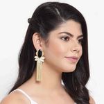 Buy Ferosh Aili Black Stone Golden Shower-Drop Tassel Earrings - Purplle