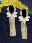 Buy Ferosh Aili Black Stone Golden Shower-Drop Tassel Earrings - Purplle