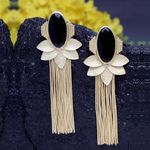 Buy Ferosh Aili Black Stone Golden Shower-Drop Tassel Earrings - Purplle