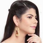 Buy Ferosh Hridika Rectangular Faux Pearl Golden Earrings - Purplle