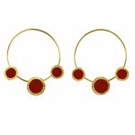 Buy Ferosh Wondrous Golden Red Charm Hoop Earrings - Purplle