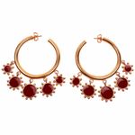 Buy Ferosh Paisley Golden Red Stone Open Hoop Earrings - Purplle