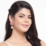 Buy Ferosh Kanishka Golden-Pink Jhumki Earrings - Purplle