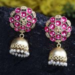 Buy Ferosh Kanishka Golden-Pink Jhumki Earrings - Purplle