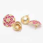 Buy Ferosh Kanishka Golden-Pink Jhumki Earrings - Purplle