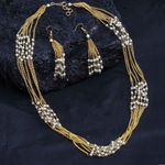 Buy Ferosh Iksha Golden Faux Pearl Neckpiece-Earrings Set - Purplle