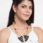 Buy Ferosh Iditri Black-Golden Pearl Neckpiece-Earrings Set - Purplle