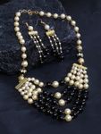 Buy Ferosh Iditri Black-Golden Pearl Neckpiece-Earrings Set - Purplle