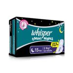 Buy Whisper Maxi Overnight Sanitary Pads Extra Large Wings 15 pc Pack - Purplle