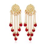 Buy Karatcart Designer GoldPlated Chain Red Pearl Drop Hanging Earring for Women - Purplle