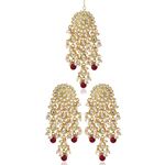 Buy Karatcart GoldPlated Fashion Red Dangler Stylish Fancy Party Wear Earrings With Maang-Tikka For Women - Purplle