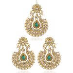 Buy Karatcart GoldPlated Fashion Green Dangler Stylish Fancy Party Wear Earrings With Maang-Tikka For Women - Purplle
