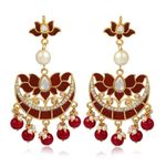 Buy Karatcart GoldPlated Fashion Red Meena Dangler Stylish Fancy Party Wear Earrings With Maang-Tikka For Women - Purplle