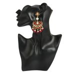 Buy Karatcart GoldPlated Fashion Red Meena Dangler Stylish Fancy Party Wear Earrings With Maang-Tikka For Women - Purplle