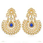 Buy Karatcart GoldPlated Fashion Blue Chandbali Dangler Stylish Fancy Party Wear Earrings With Maang-Tikka For Women - Purplle