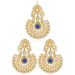 Buy Karatcart GoldPlated Fashion Blue Chandbali Dangler Stylish Fancy Party Wear Earrings With Maang-Tikka For Women - Purplle