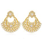 Buy Karatcart GoldPlated Fashion Pearl Chandbali Dangler Stylish Fancy Party Wear Earrings with Maang-Tikka For Women - Purplle