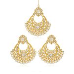 Buy Karatcart GoldPlated Fashion Pearl Chandbali Dangler Stylish Fancy Party Wear Earrings with Maang-Tikka For Women - Purplle