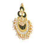 Buy Karatcart GoldPlated FashionGreen Meena Chandbali Dangler Stylish Fancy Party Wear Earrings with Maang-Tikka - Purplle