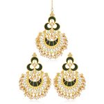 Buy Karatcart GoldPlated FashionGreen Meena Chandbali Dangler Stylish Fancy Party Wear Earrings with Maang-Tikka - Purplle