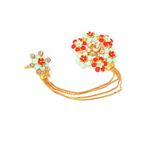 Buy Karatcart Women Green & Red Gold-Plated Meena Adjustable Dual Finger Ring with Chain for Women - Purplle