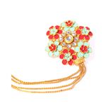 Buy Karatcart Women Green & Red Gold-Plated Meena Adjustable Dual Finger Ring with Chain for Women - Purplle