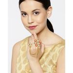 Buy Karatcart Women Green & Red Gold-Plated Meena Adjustable Dual Finger Ring with Chain for Women - Purplle