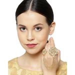 Buy Karatcart Women Green & Pink Gold-Plated Enamelled Adjustable Dual Finger Ring with Chain for Women - Purplle