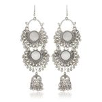 Buy Karatcart Jaipuri Designer Vintage Oxidised Silver Tribal Dangler Hanging Jhumki Mirror Earring Antique Jewellery for Women - Purplle