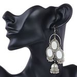Buy Karatcart Jaipuri Designer Vintage Oxidised Silver Tribal Danglerthree Hanging Mirror Earring Antique Jewellery for Women - Purplle