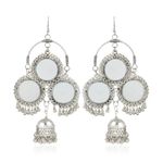 Buy Karatcart Jaipuri Designer Vintage Oxidised Silver Tribal Danglerthree Hanging Mirror Earring Antique Jewellery for Women - Purplle