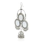 Buy Karatcart Jaipuri Designer Vintage Oxidised Silver Tribal Danglerthree Hanging Mirror Earring Antique Jewellery for Women - Purplle