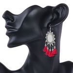 Buy Karatcart Jaipuri Designer Vintage Oxidised Silver Tribal Dangler Hanging Mirror Earring with Red Tasselsfor Women - Purplle