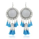 Buy Karatcart Jaipuri Designer Vintage Oxidised Silver Tribal Dangler Hanging Mirror Earring Antique - Purplle