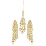 Buy Karatcart GoldPlated Kundan Dangler Stylish Fancy Party Wear Earrings With Maang-Tikka For Women - Purplle