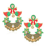 Buy Sukkhi Cluster Kundan Peacock Gold Plated Mint Meena Collection Earring for Women - E77975 - Purplle