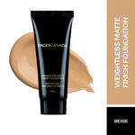 Buy Faces Canada Weightless Matte Foundation | Grape extracts & Shea Butter |Natural Matte Finish | Dermatologically Tested | All Skin Types | Beige 18ml - Purplle