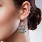 Buy Queen Be Oxidised Shepherd Hook Chandbali, Emerald Green Beads - EJ19004 - Purplle