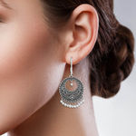 Buy Queen Be Oxidised Shepherd Hook Chandbali, White Beads - EJ19006 - Purplle