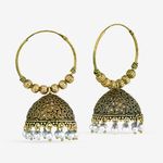 Buy Queen Be Oxidised Jhumki, White Beads - EJ19018 - Purplle