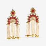 Buy Queen Be White Pearls, Yellow Gold Red Enamel Chandelier - EV19008 - Purplle