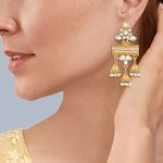 Buy Queen Be Gold Plated Kundan And Pearls Trio Jhumki - EV19020 - Purplle