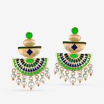 Buy Queen Be Green Enamel, Pearls Chandelier Earrings - EV19026 - Purplle