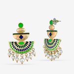 Buy Queen Be Green Enamel, Pearls Chandelier Earrings - EV19026 - Purplle