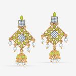 Buy Queen Be Diamond Look Geometric Pattern Green Color Earrings - EV19028 - Purplle