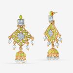 Buy Queen Be Diamond Look Geometric Pattern Green Color Earrings - EV19028 - Purplle