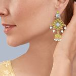 Buy Queen Be Diamond Look Geometric Pattern Green Color Earrings - EV19028 - Purplle