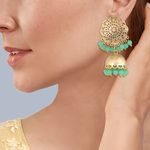 Buy Queen Be Gold Jali Jhumkis, Mint Green Beads - EV19030 - Purplle